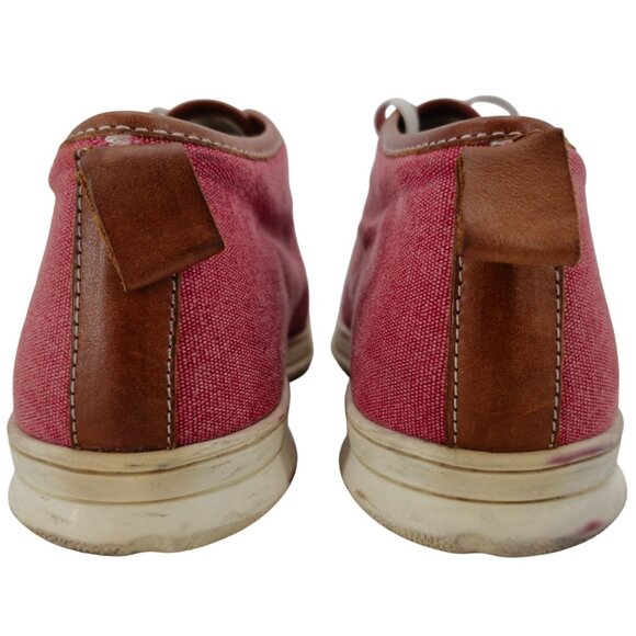 Bruno Magli Italy Burgundy Brown Canvas Leather Mid Sneakers Mens 7 Casual Shoes - Picture 4 of 15